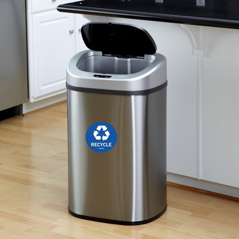 SICOL PLUS Recycle Sticker for Trash can, Recycle Bin Decals and Trash can Stickers 4 x 4 Inches Round 02 pcs Blue Recycle Sticker - Image 3